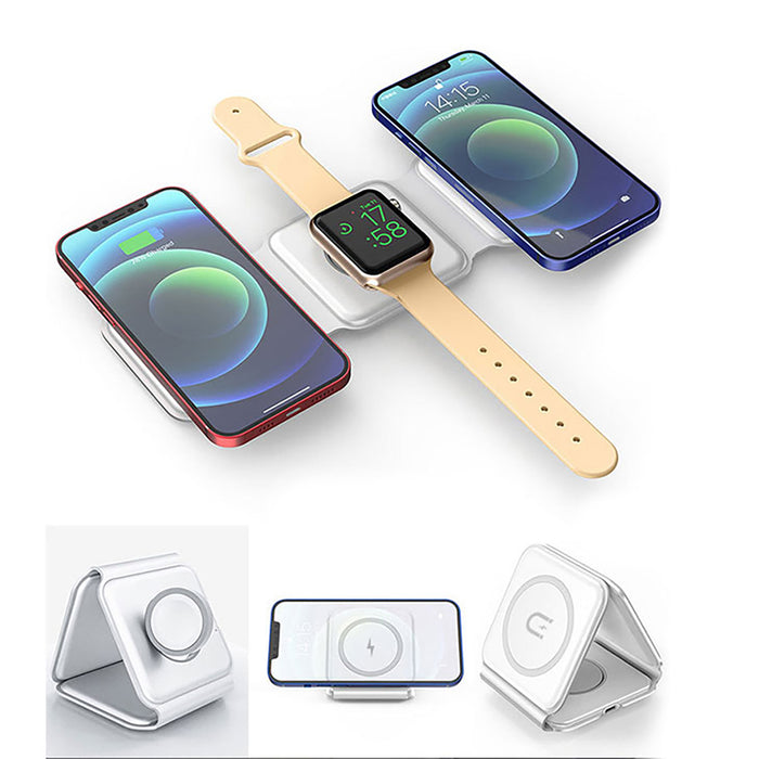 Dudao A11N 15W 3in1 Inductive Charger - White + USB-C / USB-C Cable