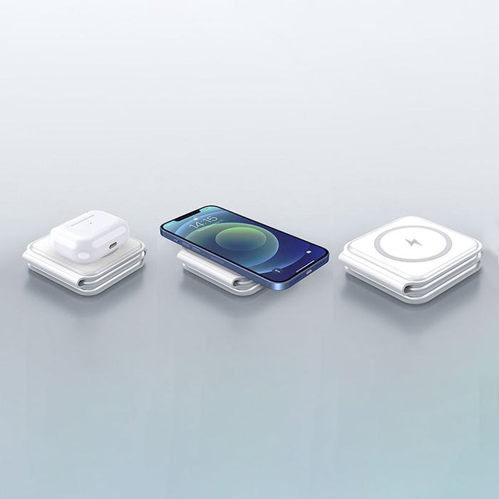 Dudao A11N 15W 3in1 Inductive Charger - White + USB-C / USB-C Cable