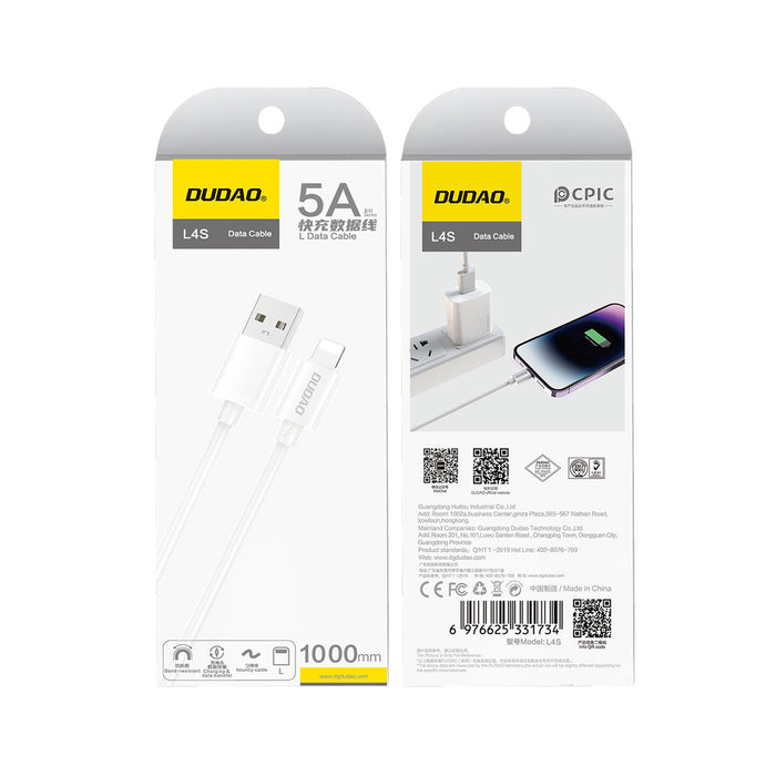 Dudao L4SL USB-A / Lightning 2A cable 1m - white