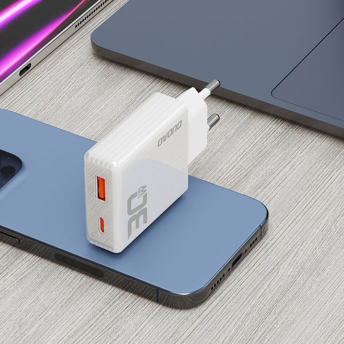 GaN Dudao A30EU 30W USB-A / USB-C Wall Charger - White