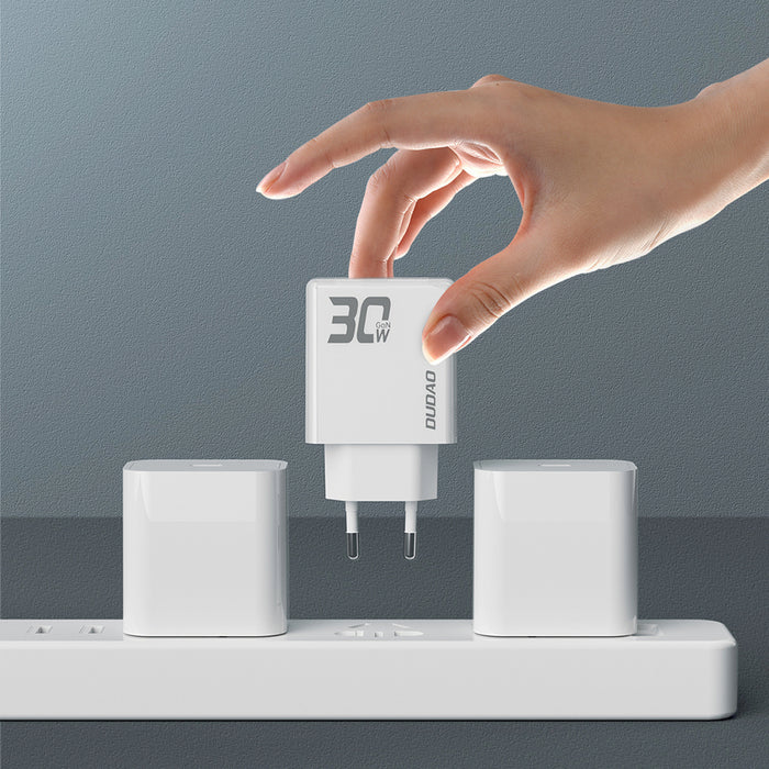 GaN Dudao A30EU 30W USB-A / USB-C Wall Charger - White