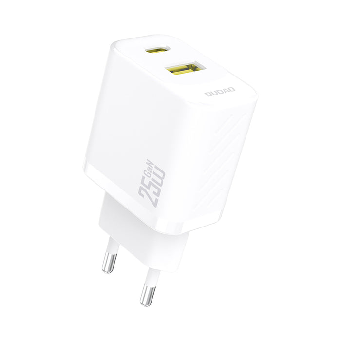 Dudao A26T GaN 25W USB-A, USB-C Charger - White