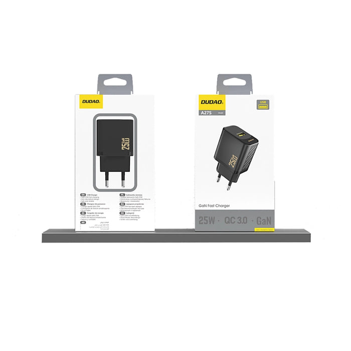 Dudao A27S 25W GaN USB-A Charger - Black