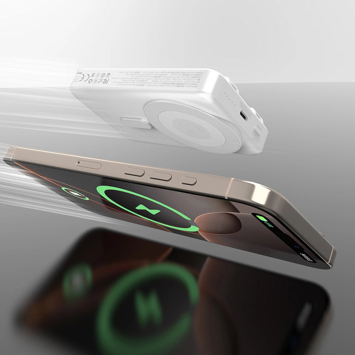 Dudao K29 10000mAh PD 20W MagSafe Powerbank with Metal Case, Stand and Built-in USB-C/ Lightning Cables - Silver