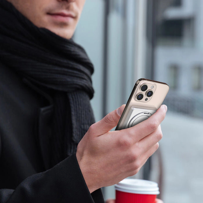 Dudao K28 10000mAh PD 22.5W MagSafe Powerbank with Metal Case and Ring Stand - Silver