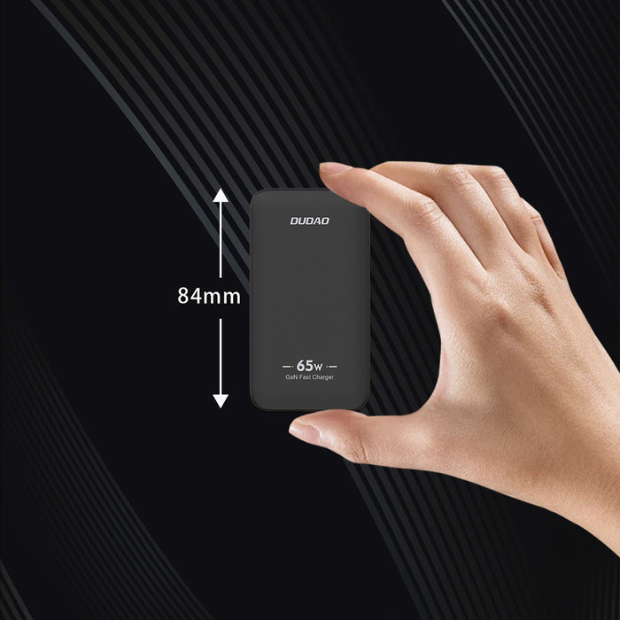 Dudao A65Q 65W GaN Travel Wall Charger USB-A / USB-C PD Ultra-Thin EU / US - Black