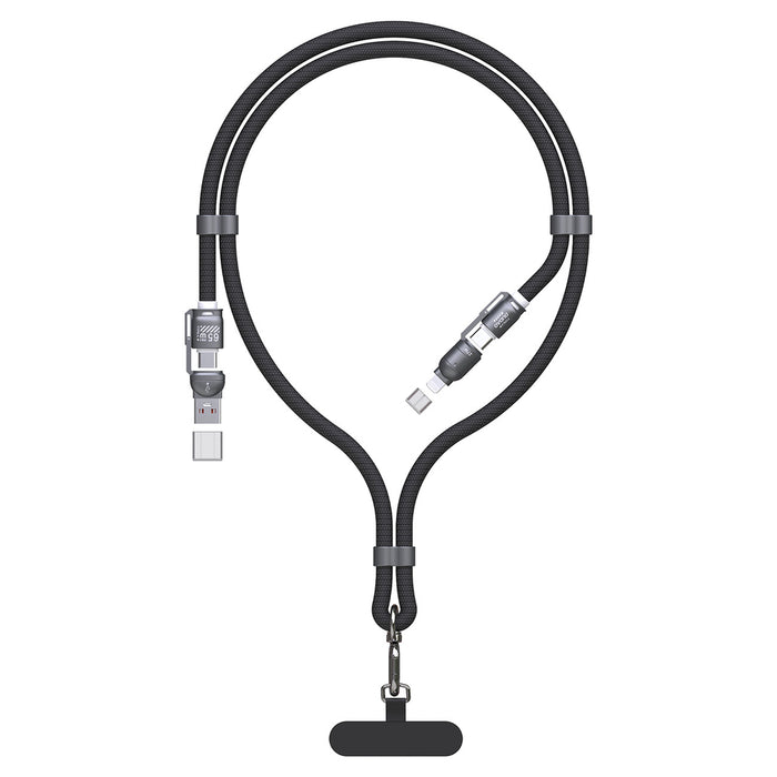 Dudao L20MAX 4in1 Cable / Lanyard USB-A / USB-C / Lightning PD QC 65W 1.5m - Black