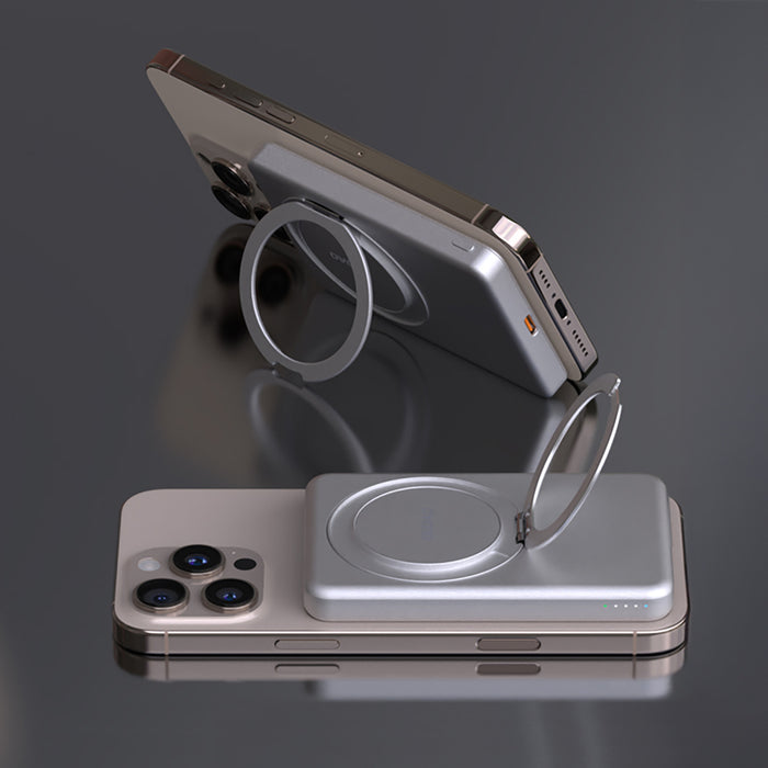 Dudao K28S 20W PD 5000mAh Powerbank with MagSafe and Stand - Silver