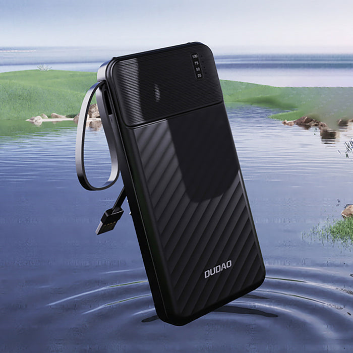 Dudao K11 10000mAh Powerbank with Built-in Cables - Black
