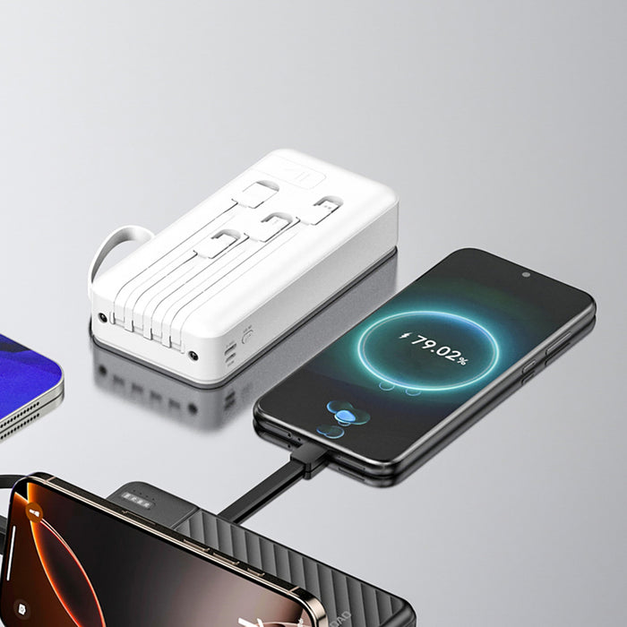 Dudao K11 Pro 20000mAh Powerbank with Built-in Cables - White