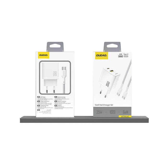 Dudao A27 MaxC 35W GaN Wall Charger + USB-C Cable - White