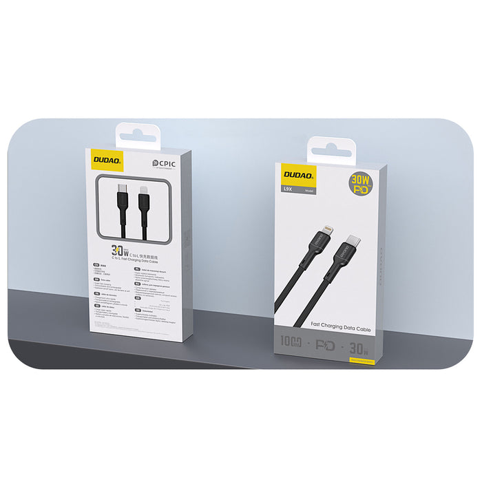 Dudao L9X 30W USB-C - Lightning Cable 1m - Black
