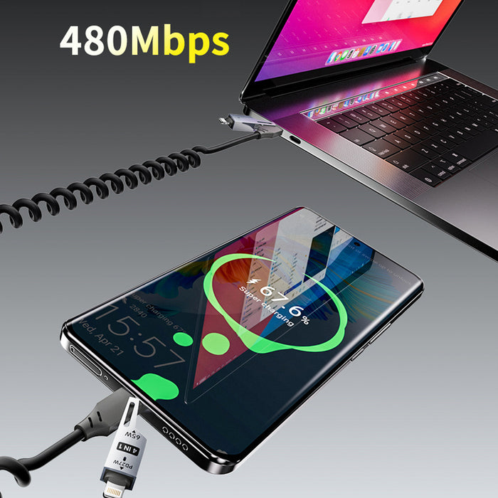 Dudao L20 Pro 4-in-1 USB-A / USB-C - Lightning / USB-C Cable - Black