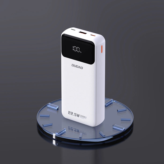Dudao K15Pro Power Bank 20000mAh 22.5W PD USB-C / USB-A / Built-in Lightning and USB-C Cables - White