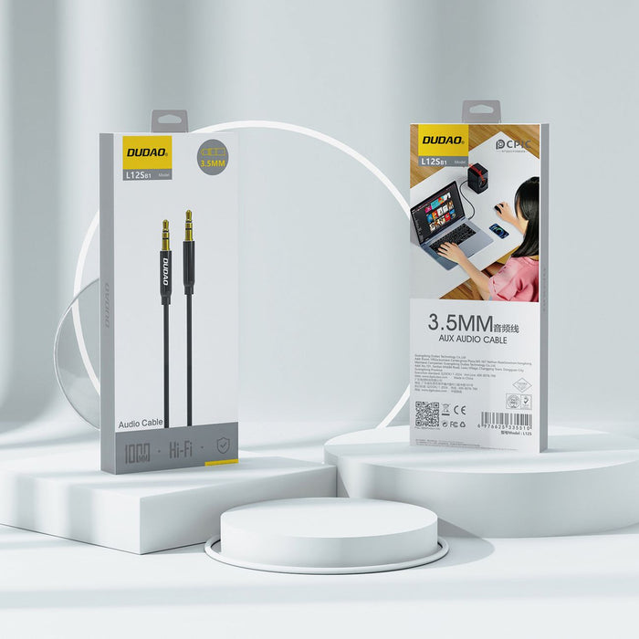 Dudao L12S AUX cable mini jack 3.5mm 1m 3-pole stereo - black