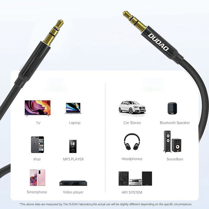Dudao L12S AUX cable mini jack 3.5mm 1m 3-pole stereo - black