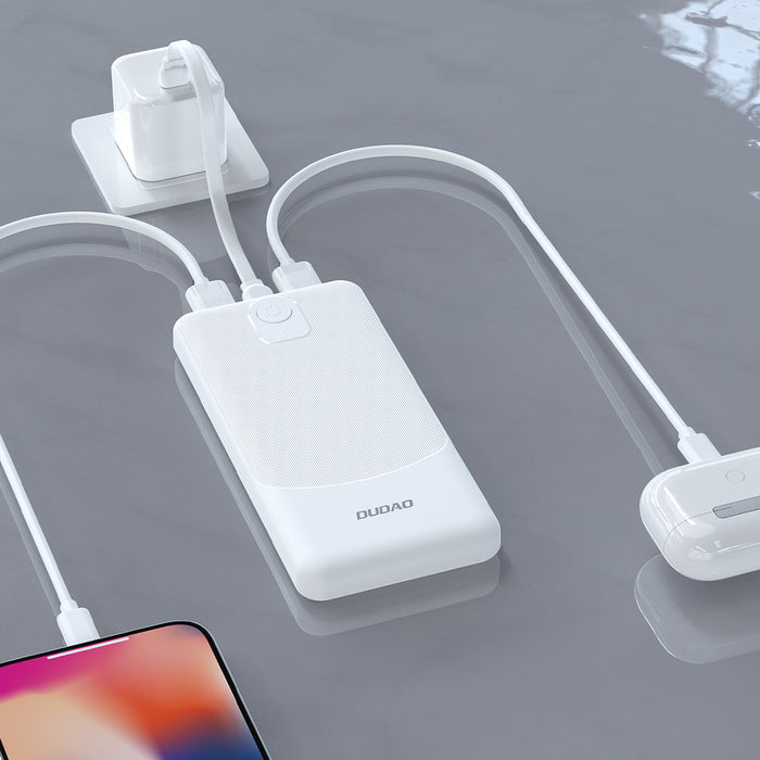 Powerbank Dudao K10 10000mAh 2.4A 2 x USB-A - white