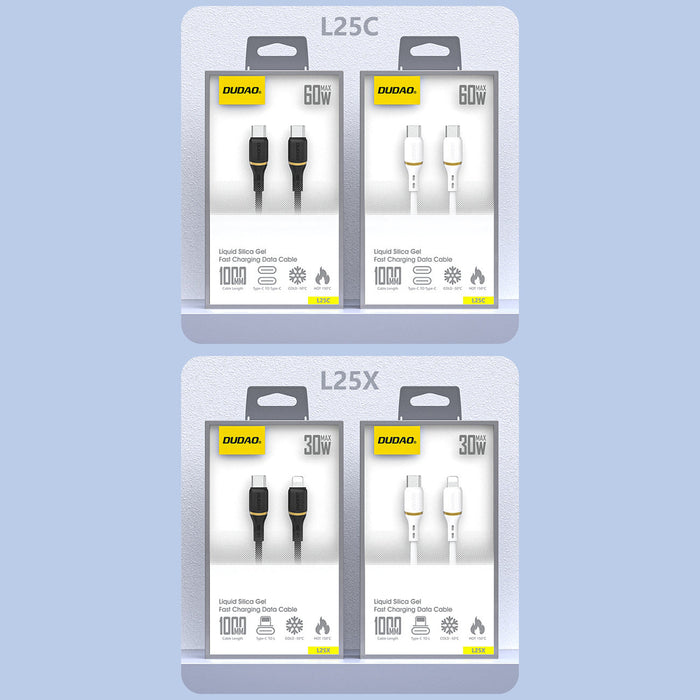 Dudao L25C USB-C - USB-C Silicone Cable 60W 1m - White