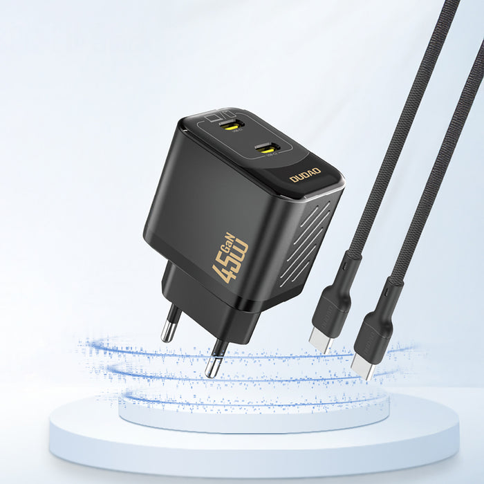 Dudao A28PEU PD 45W GaN 2xUSB Wall Charger - Black