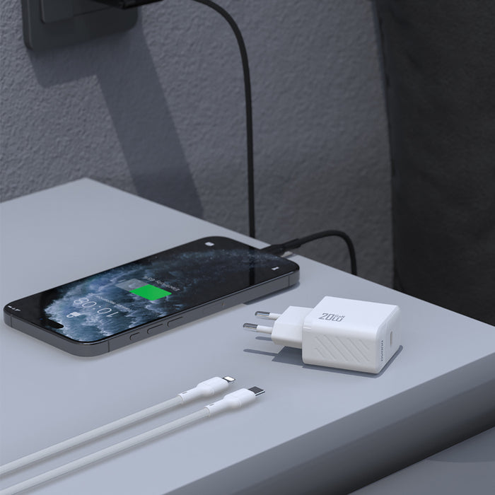Dudao A26LEU PD 20W GaN USB-C Wall Charger with USB-C to Lightning Cable - Black