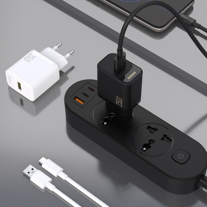 Dudao A27STEU 25W GaN USB-A Wall Charger with USB-A - USB-C Cable - White