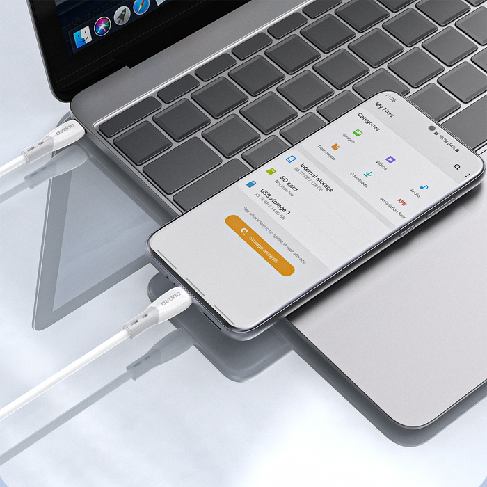 Dudao L25SC 60W USB-C - USB-C Cable with Soft Silicone Braid 1m - White