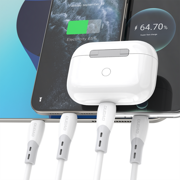 Dudao L25SC 60W USB-C - USB-C Cable with Soft Silicone Braid 1m - White