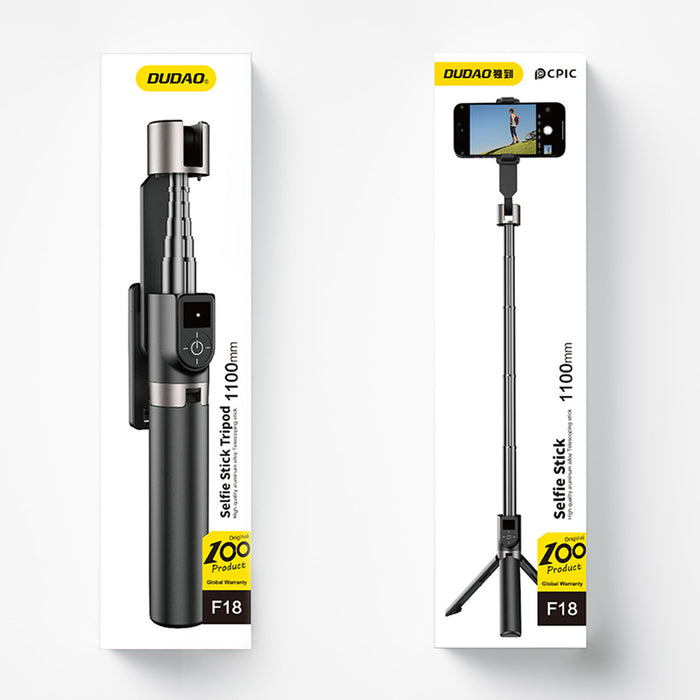 Dudao F18 Selfie Stick 1.1m with Tripod and Bluetooth Remote Control - Black