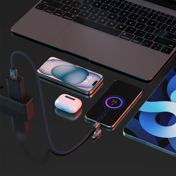 Dudao L20Max 65W 4-in-1 Cable with Lanyard USB-C to USB-C with Lightning and USB-A Adapters - Blue