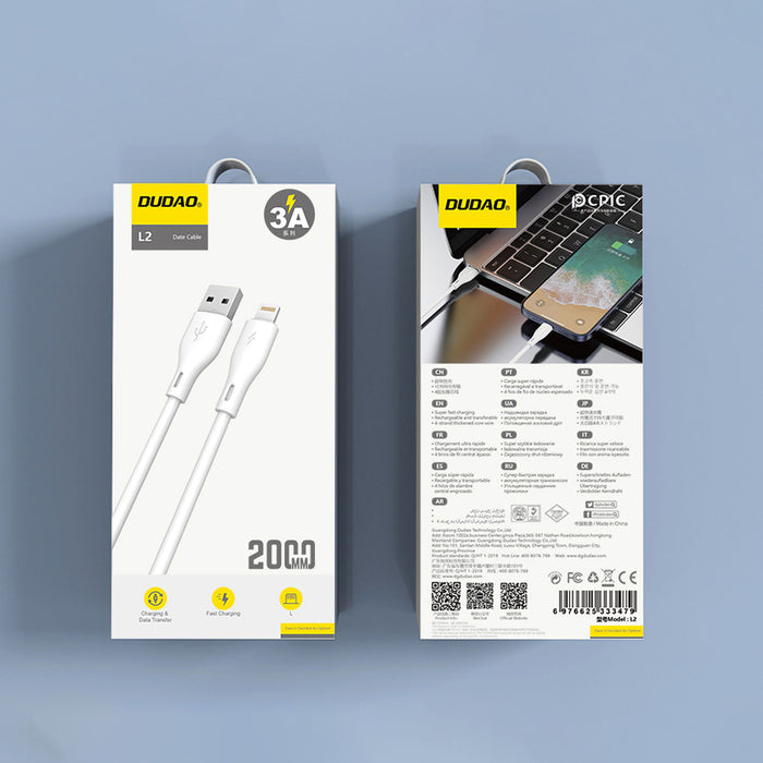 Dudao L2L USB-A / Lightning 3A Cable 2m - White