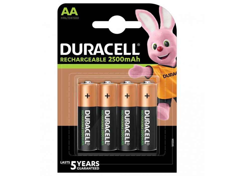 Rechargeable battery DURACELL R6 AA, 2500mAh NiMH, 1.2V, 4 pcs. in a package