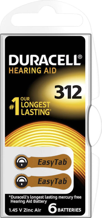 Battery zinc air DURACELL ZA312 6 pcs. hearing aid buttons in a blister