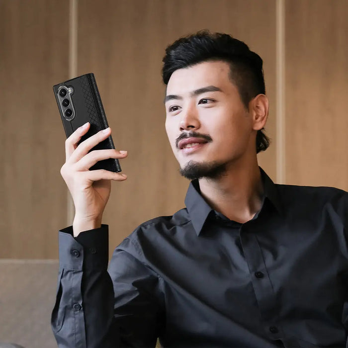 Dux Ducis Brill leather case for Samsung Galaxy Z Fold 6 with flap and card slot - black - Cell phone cases