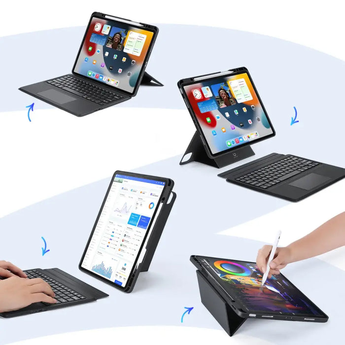 Dux Ducis DK Series Bluetooth Keyboard Case for Apple iPad Pro 12.9 (2020/2021/2022) - Black - Cell phone cases