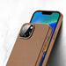 Dux Ducis Grit Leather Case for iPhone 14 Elegant Faux Leather Cover (MagSafe Compatible) Brown - Cell phone cases