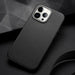 Dux Ducis Grit Leather Case for iPhone 14 Pro Elegant Faux Leather Cover (MagSafe Compatible) Black - Cell phone cases
