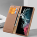 Dux Ducis Hivo Case for Samsung Galaxy S23 Ultra Flip Cover Wallet Stand RFID Blocking Brown - Cell phone cases