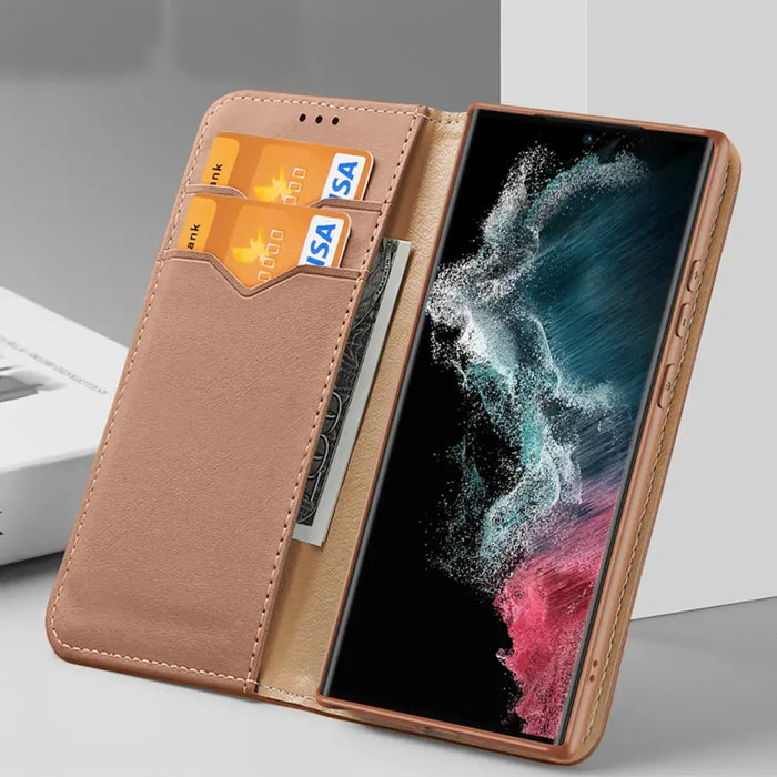 Dux Ducis Hivo case Samsung Galaxy S23 flip cover wallet stand RFID blocking brown - Cell phone cases