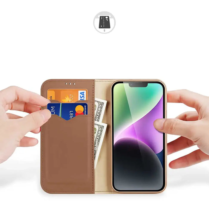 Dux Ducis Hivo iPhone 15 Plus wallet case with RFID blocking - brown - Cell phone cases and covers<<<HurtelXML