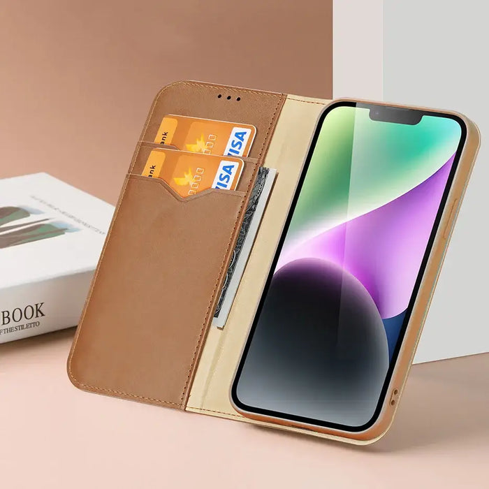 Dux Ducis Hivo iPhone 15 Plus wallet case with RFID blocking - brown - Cell phone cases and covers<<<HurtelXML