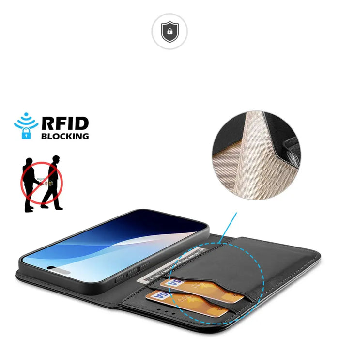 Dux Ducis Hivo iPhone 16 Case with Flip and RFID Protection - Black - Cell phone cases and covers<<<HurtelXML