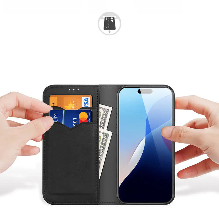 Dux Ducis Hivo iPhone 16 Pro Case with Flip and RFID Protection - Black - Cell phone cases and covers<<<HurtelXML