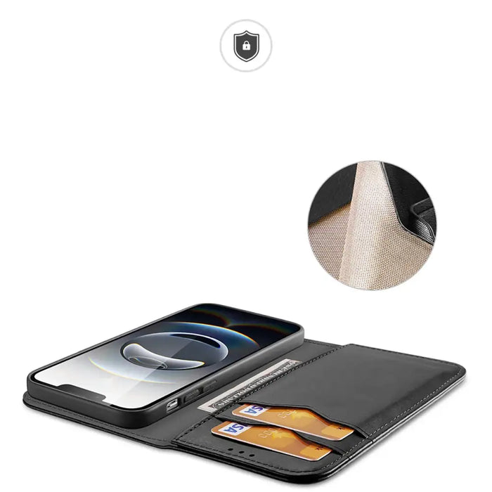 Dux Ducis Hivo iPhone 16e Case with Flip and RFID Protection - Black - Cell phone cases and covers<<<HurtelXML