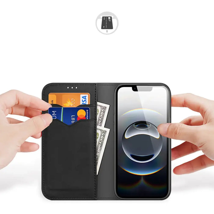 Dux Ducis Hivo iPhone 16e Case with Flip and RFID Protection - Black - Cell phone cases and covers<<<HurtelXML