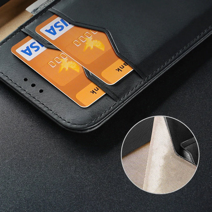 Dux Ducis Hivo Leather Flip Cover Genuine Leather Wallet For Cards And Documents Samsung Galaxy S22 Ultra Blue - Cell