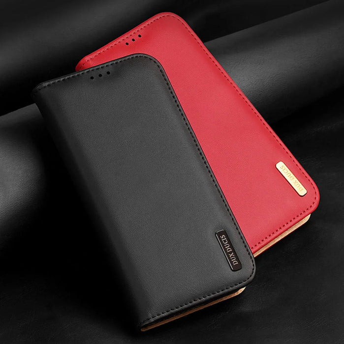 Dux Ducis Hivo Leather Flip Cover Genuine Leather Wallet For Cards And Documents Samsung Galaxy S22 Ultra Blue - Cell