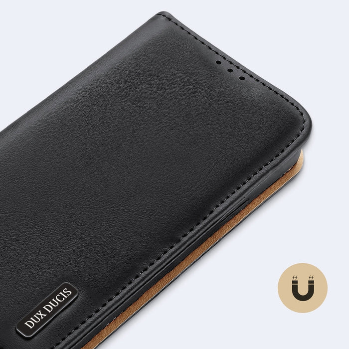 Dux Ducis Hivo Leather Flip Cover Genuine Leather Wallet for Cards and Documents iPhone 14 Pro Max Black - Cell phone