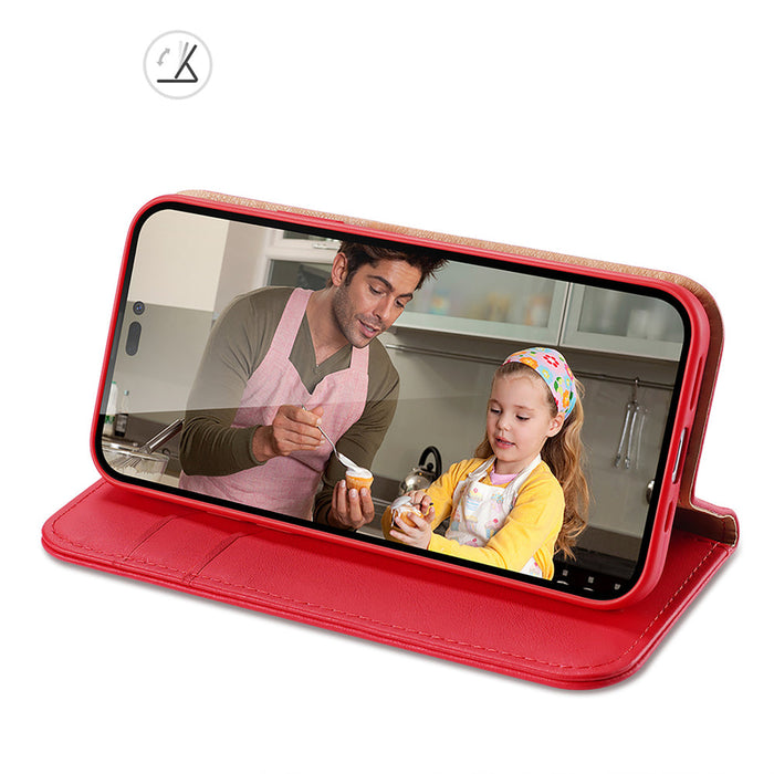 Dux Ducis Hivo Leather Flip Cover Genuine Leather Wallet for Cards and Documents iPhone 14 Pro Max Red - Cell phone