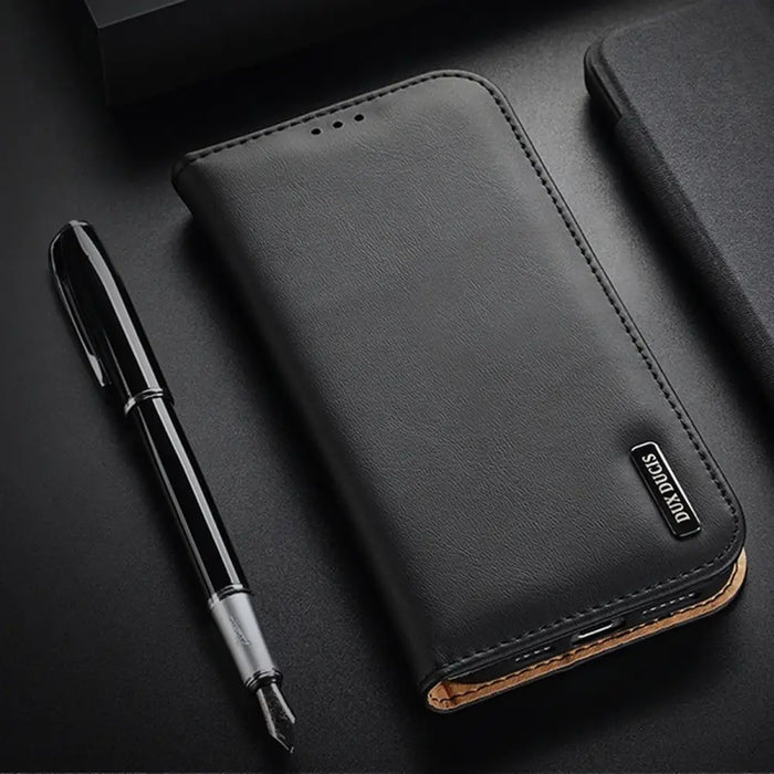 Dux Ducis Hivo Leather Flip Cover Genuine Leather Wallet for Cards and Documents iPhone 14 Pro Red - Cell phone cases