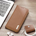 Dux Ducis Hivo Leather Flip Cover Genuine Leather Wallet for Cards and Documents iPhone 14 Brown - Cell phone cases